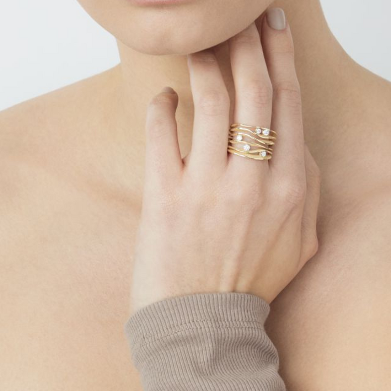 Anna Maria Cammilli Dune 18k Orange Apricot Gold Diamond Ring