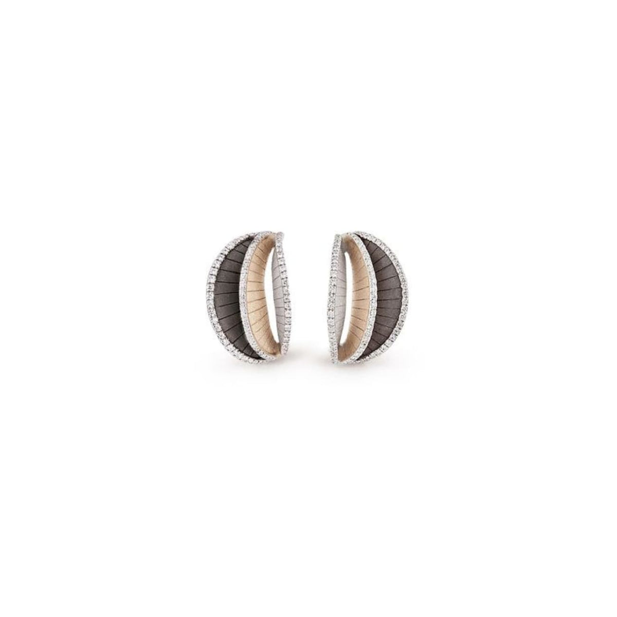Cammilli Firenze Jewelry - Regina 18K Black Lava Natural Beige and White Ice Gold Diamond Earrings | Manfredi Jewels
