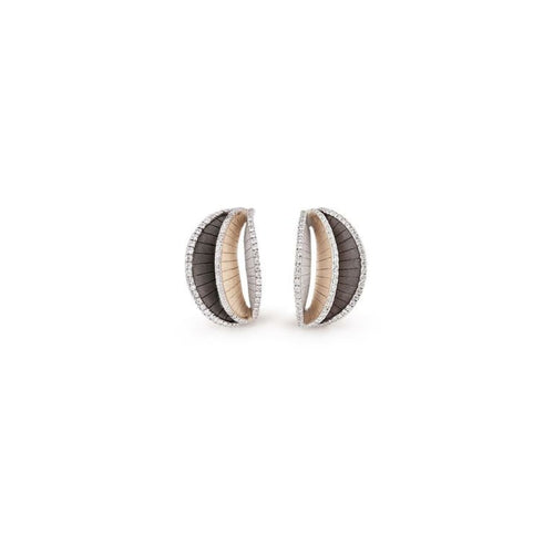 Anna Maria Cammilli Jewelry - Regina 18K Black Lava Natural Beige and White Ice Gold Diamond Earrings | Manfredi Jewels