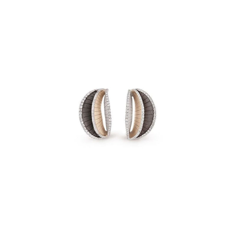 Anna Maria Cammilli Jewelry - Regina 18K Black Lava Natural Beige and White Ice Gold Diamond Earrings | Manfredi Jewels