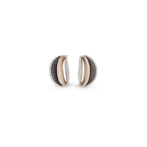 Regina 18K Black Lava, Natural Beige, and White Ice Gold Diamond Earrings