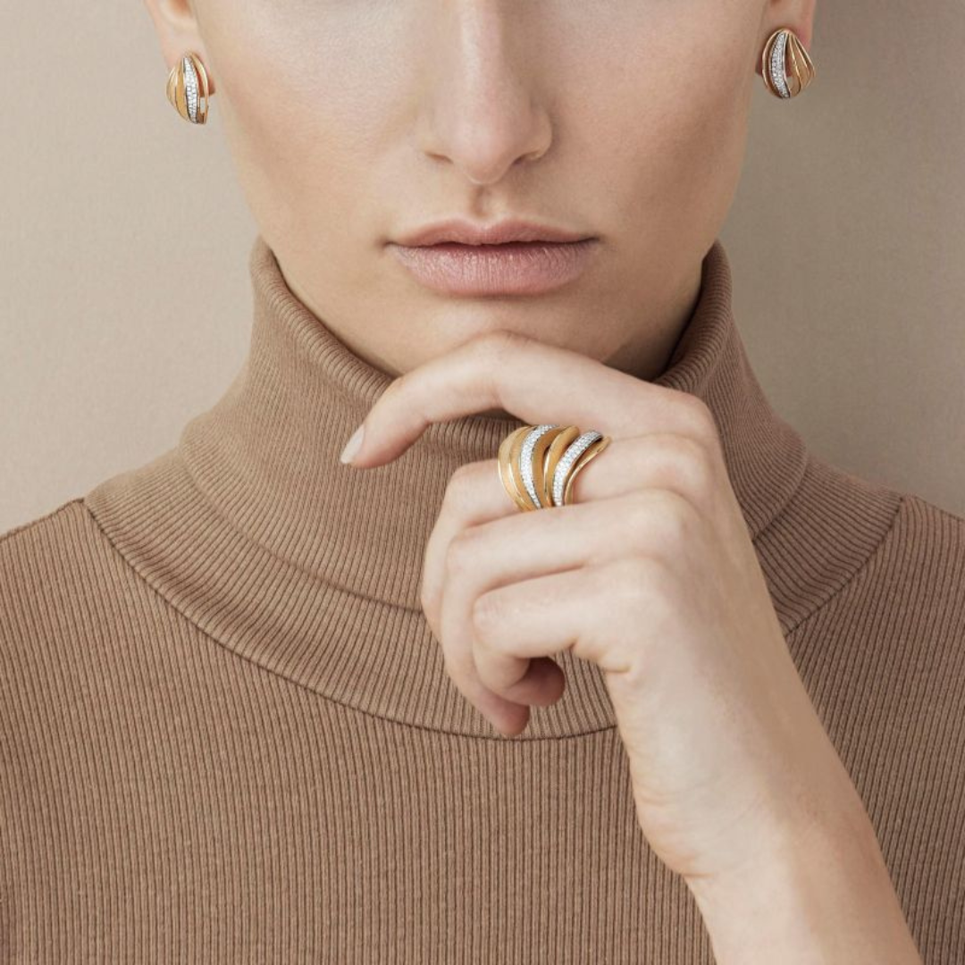 Cammilli Firenze Jewelry - Vellaa Pavé 18K Orange Apricot Gold Diamond Earrings | Manfredi Jewels