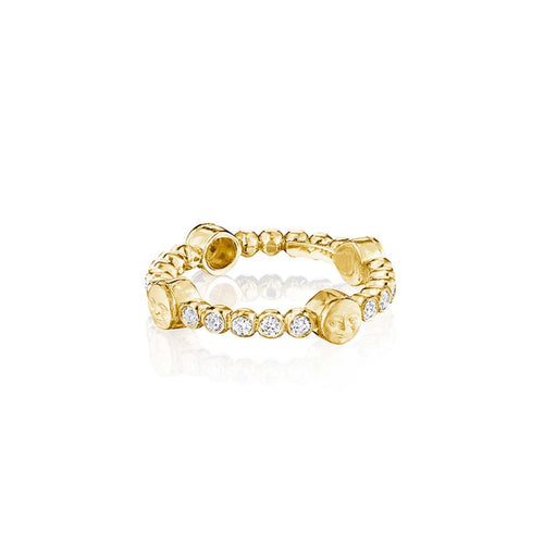 Anthony Lent Jewelry - Tiny Moonface 18K Yellow Gold Diamond Bead Ring | Manfredi Jewels