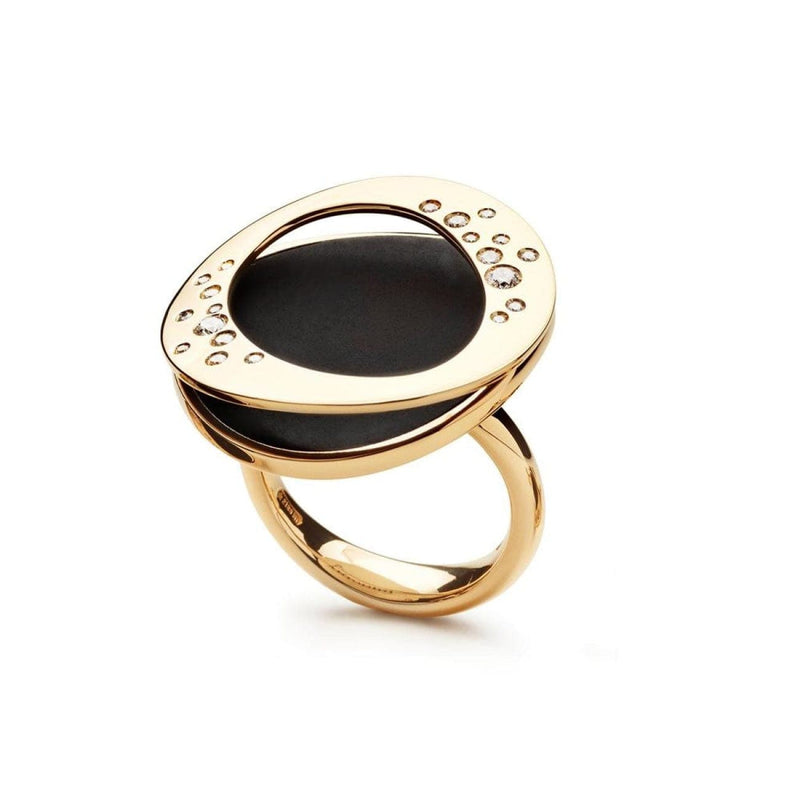 Antonini Jewelry - Atolli 18K Yellow Gold Jet & Diamond Ring | Manfredi Jewels