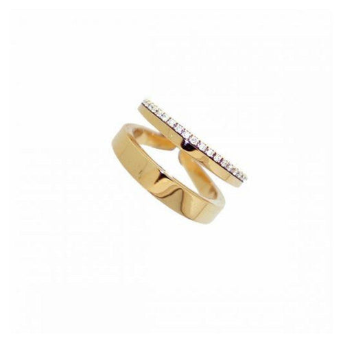 Antonini Jewelry - Siracusa 18K Yellow Gold Double Band Diamond Ring | Manfredi Jewels