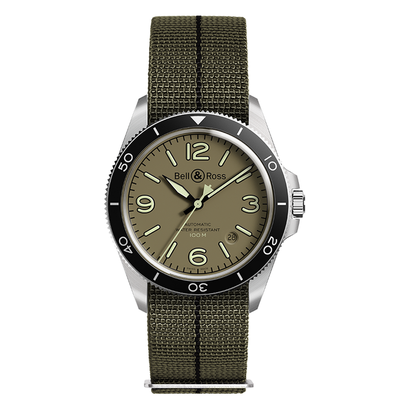 Bell & Ross New Watches - VINTAGE BR V2 MILITARY GREEN | Manfredi Jewels