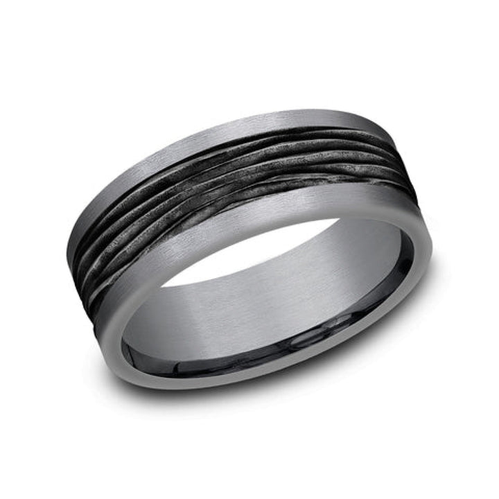 Benchmark Wedding Rings - Teak Tantalum & Titanium Comfort Fit 8.0 Wedding Band Ring | Manfredi Jewels