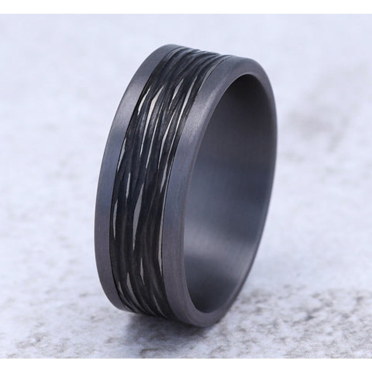 Benchmark Wedding Rings - Teak Tantalum & Titanium Comfort Fit 8.0 Wedding Band Ring | Manfredi Jewels