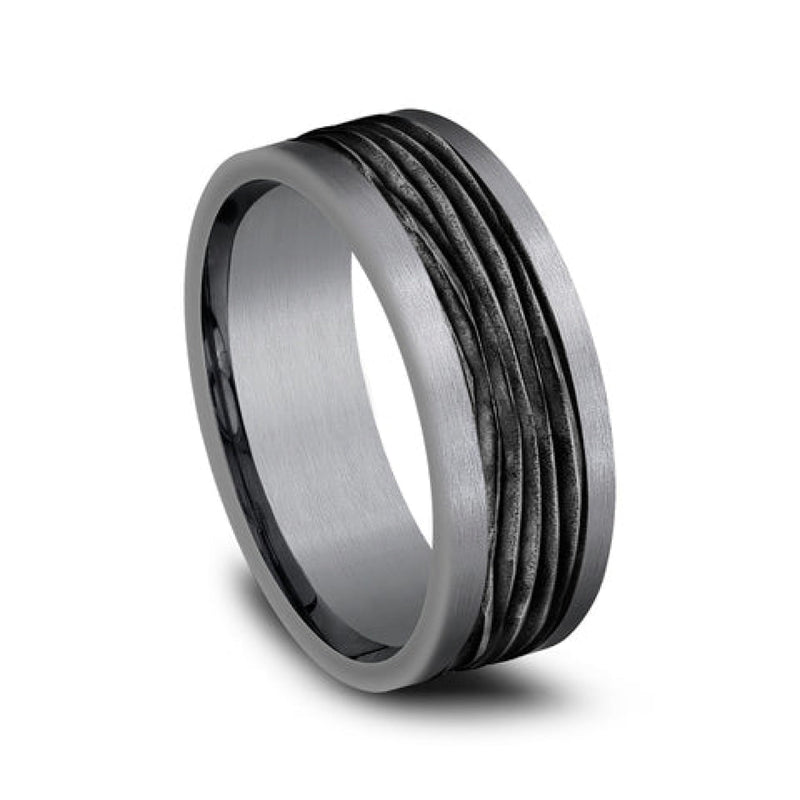 Benchmark Wedding Rings - Teak Tantalum & Titanium Comfort Fit 8.0 Band Ring | Manfredi Jewels