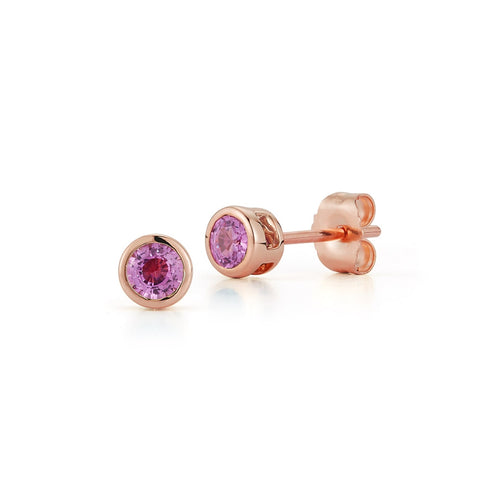 Beny Sofer Jewelry - 14K Rose Gold Pink Sapphire Stud Earrings | Manfredi Jewels
