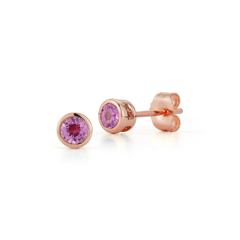 Stud 14K Rose Gold Pink Sapphire Earrings