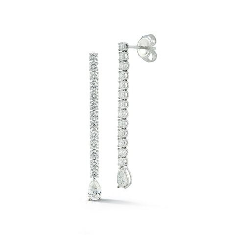 14K White Gold Diamond Drop Stud Earrings