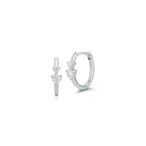 Beny Sofer Jewelry - 14K White Gold Diamond Huggie Earrings | Manfredi Jewels