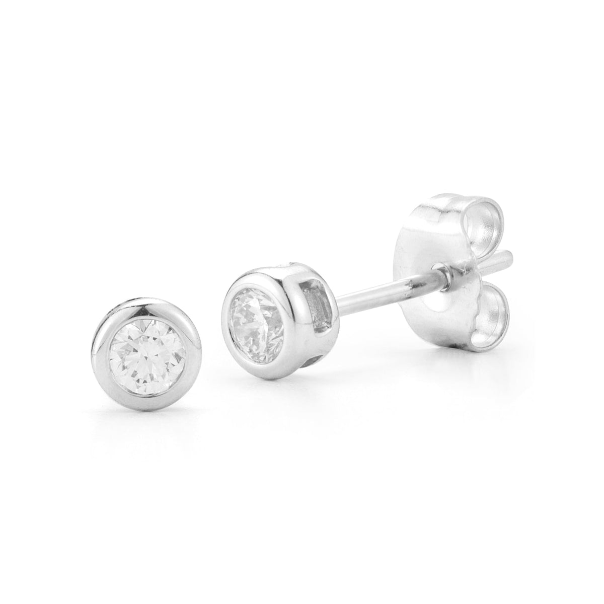 Beny Sofer Jewelry - Bezel 14K White Gold Diamond Stud Earrings | Manfredi Jewels