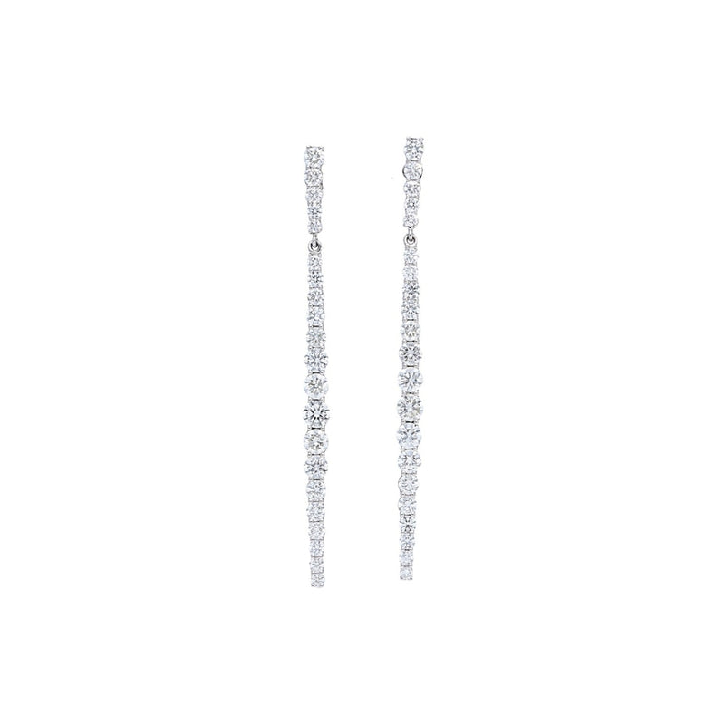 Beny Sofer Jewelry - Graduated 14K White Gold Line Drop Diamond Earrings | Manfredi Jewels