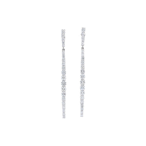 Graduated 14K White Gold Line Drop Diamond Earrings