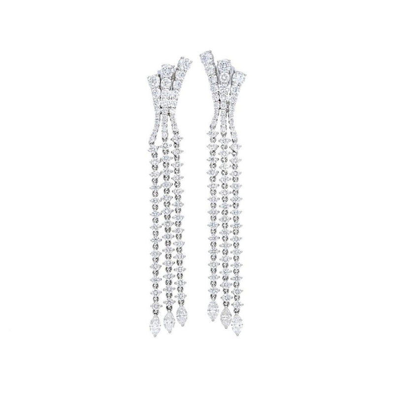 Beny Sofer Jewelry - 14K White Gold Three Row Diamond Drop Earrings | Manfredi Jewels