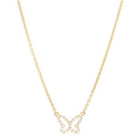 Open 14K Yellow Gold Butterfly Diamond Pavé Pendant Necklace
