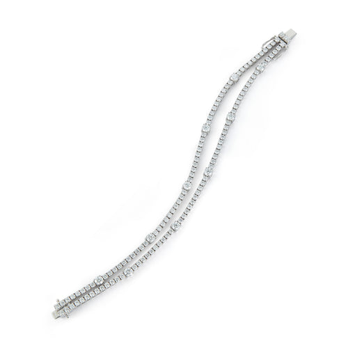 Beny Sofer Jewelry - 18K White Gold 2 Row Diamond Tennis Bracelet | Manfredi Jewels