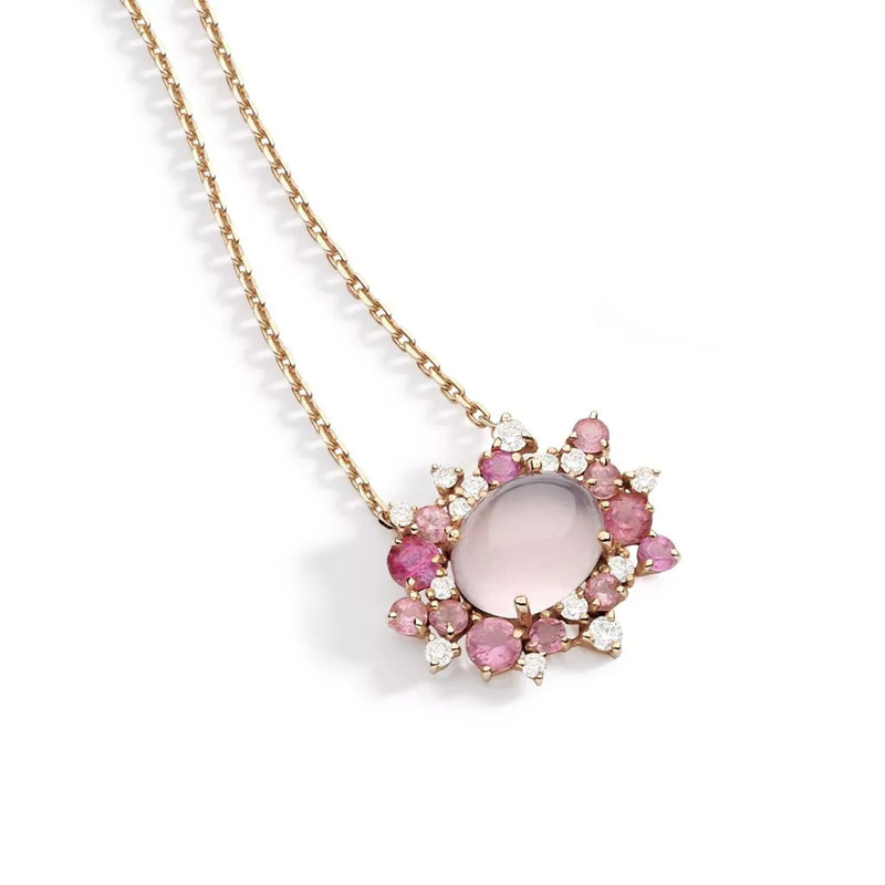 Brumani Jewelry - Baobab 18K Rose Gold Pink Tourmaline & Mixed Gemstone Pendant Necklace | Manfredi Jewels