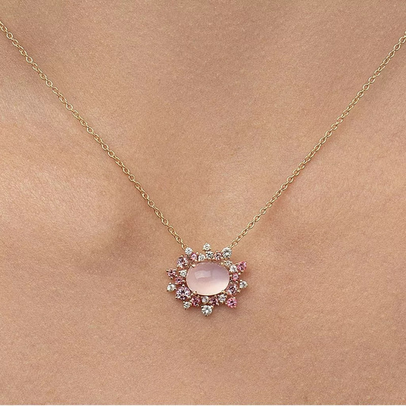 Brumani Jewelry - Baobab 18K Rose Gold Pink Tourmaline & Mixed Gemstone Pendant Necklace | Manfredi Jewels
