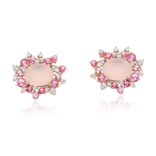 Brumani Jewelry - Baobab 18K Rose Gold Pink Tourmaline & Mixed Gemstone Stud Earrings | Manfredi Jewels