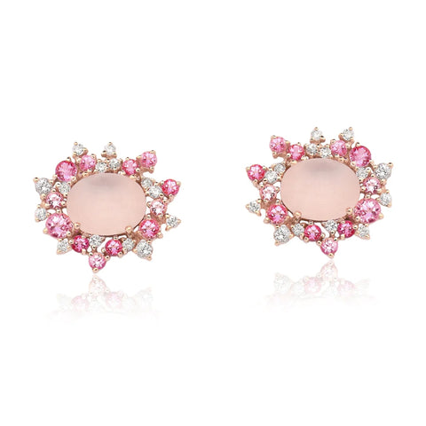 Baobab 18K Rose Gold Pink Tourmaline & Mixed Gemstone Stud Earrings