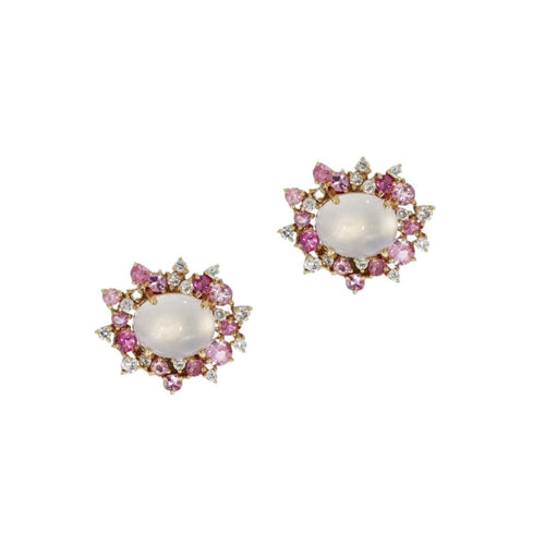 Brumani Jewelry - Baobab 18K Rose Gold Pink Tourmaline & Mixed Gemstone Stud Earrings | Manfredi Jewels