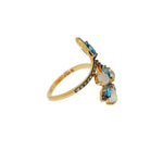 Brumani Jewelry - Botanica 18K Rose Gold Blue Topaz and Moonstone Flower & Leaf Ring | Manfredi Jewels