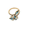 Brumani Jewelry - Botanica 18K Rose Gold Blue Topaz and Moonstone Flower & Leaf Ring | Manfredi Jewels