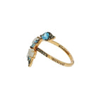 Brumani Jewelry - Botanica 18K Rose Gold Blue Topaz and Moonstone Flower & Leaf Ring | Manfredi Jewels