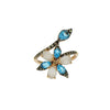 Brumani Jewelry - Botanica 18K Rose Gold Blue Topaz and Moonstone Flower & Leaf Ring | Manfredi Jewels