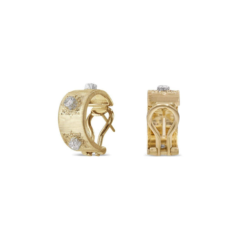 Buccellati Jewelry - Macri Classica 18K Yellow & White Gold Diamond Earrings | Manfredi Jewels