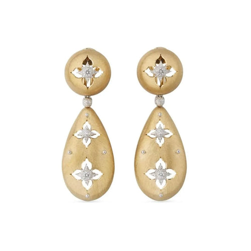 Buccellati Jewelry - Macri Giglio 18K Yellow & White Gold Pendant Diamond Earrings | Manfredi Jewels