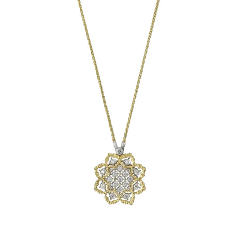 Rombi 18K Yellow & White Gold Pendant Diamond Necklace