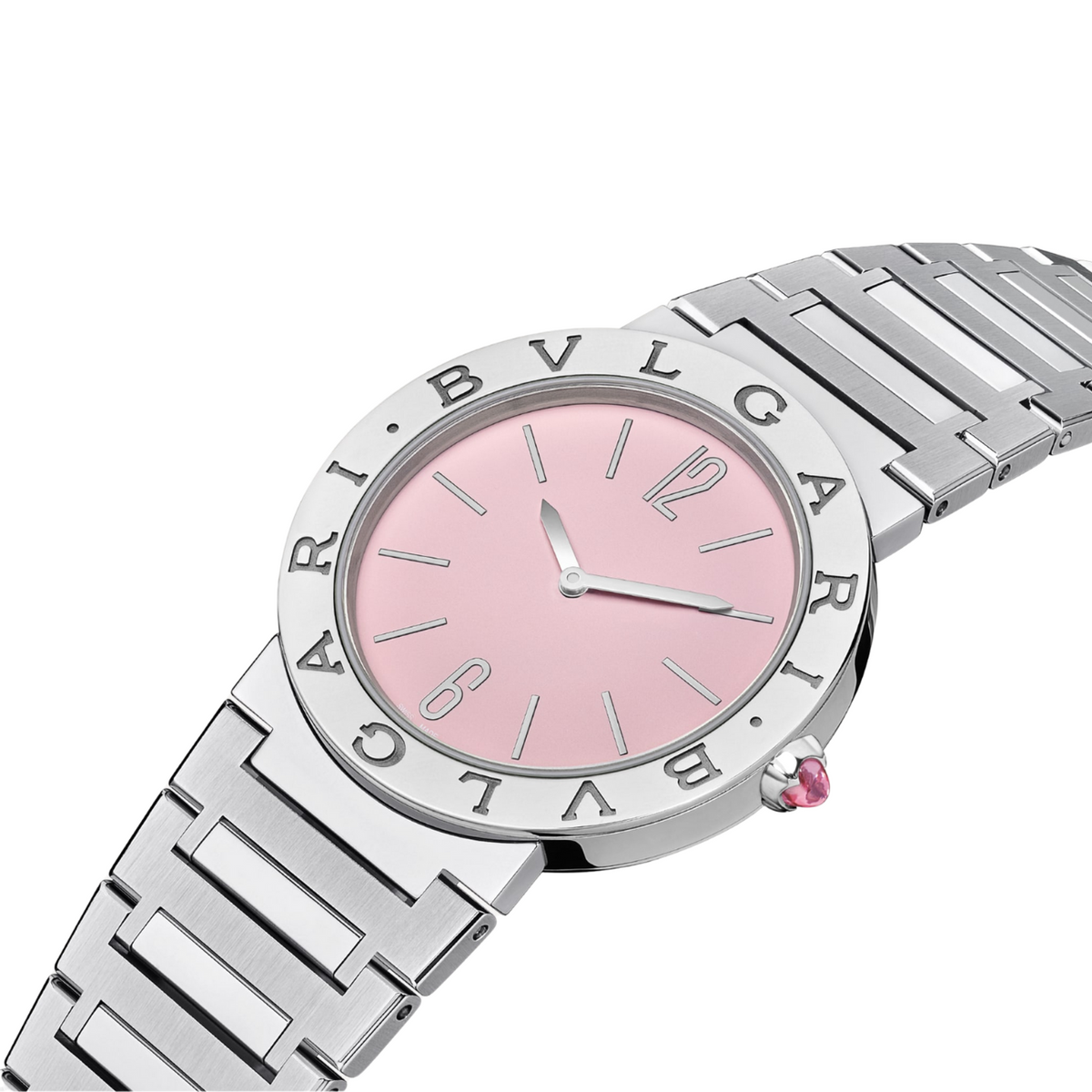 Bvlgari 103711 – Stainless Steel Pink Dial Watch – Manfredi Jewels