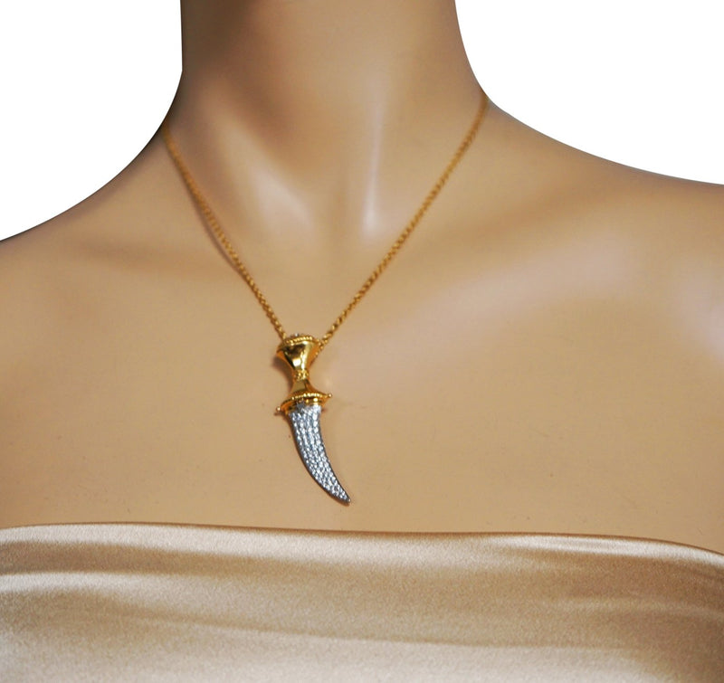 Carrera Y Jewelry - Diamond encrusted Dagger and Sheath Gold Pendant | Manfredi Jewels