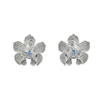 Carrera Y Jewelry - Orquídeas 18K White Gold Sapphire & Diamond Medium Earrings | Manfredi Jewels