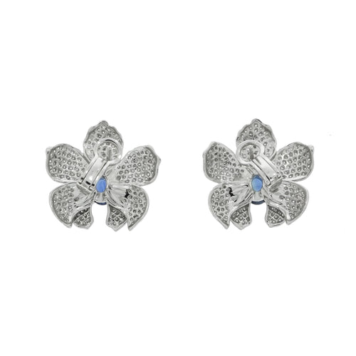 Carrera Y Jewelry - Orquídeas 18K White Gold Sapphire & Diamond Medium Earrings | Manfredi Jewels