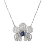 Carrera Y Jewelry - Orquídeas 18K White Gold Sapphire & Diamond Medium Pendant Necklace | Manfredi Jewels