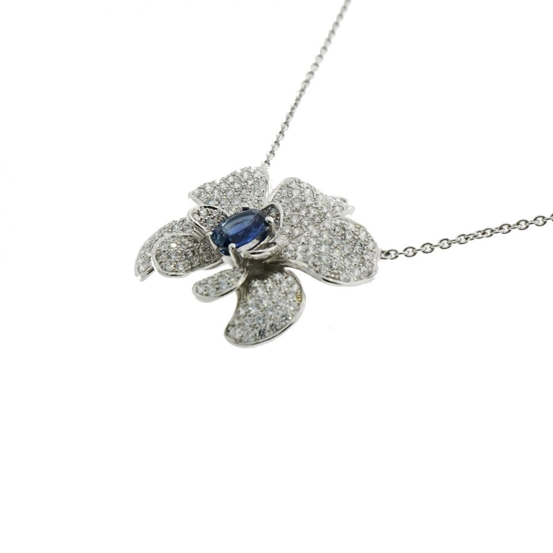 Carrera Y Jewelry - Orquídeas 18K White Gold Sapphire & Diamond Medium Pendant Necklace | Manfredi Jewels