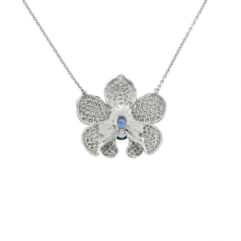 Carrera Y Jewelry - Orquídeas 18K White Gold Sapphire & Diamond Medium Pendant Necklace | Manfredi Jewels