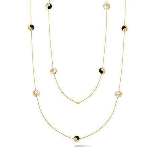 Carrera Y Carrera Jewelry - Sautoir 18K Yellow Gold Yin and Yang Mother of Pearl & Onix Station Necklace | Manfredi Jewels