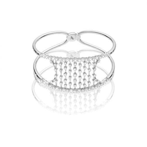 Casato Jewelry - Maureen 18K White Gold Petite Sahara Cascading Diamonds Bangle Bracelet | Manfredi Jewels