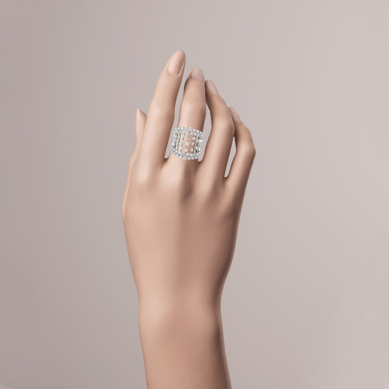 Casato Jewelry - Maureen 18K White Gold Sahara Cascading Diamond Ring | Manfredi Jewels