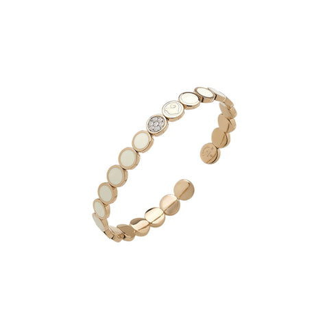 Paillettes 18K Rose Gold White Enamel Bracelet