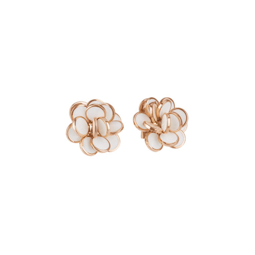 Chantecler Capri Jewelry - Paillettes 18K Rose Gold White Enamel Flower Earrings | Manfredi Jewels