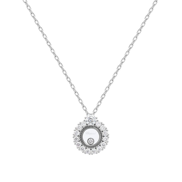 Chopard Jewelry - Happy Diamond Ethical White Gold Diamond Pavé Pendant Necklace | Manfredi Jewels