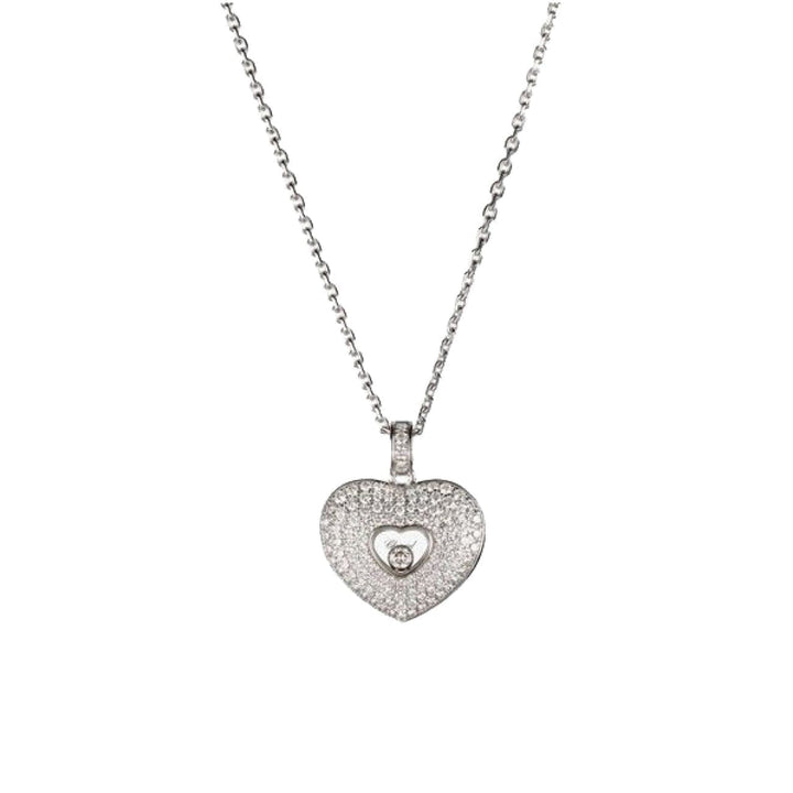 Chopard Jewelry - Happy Diamond Ethical White Gold Heart Pavé Diamond Necklace | Manfredi Jewels