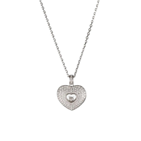 Happy Diamond Ethical White Gold Heart Pavé Diamond Necklace